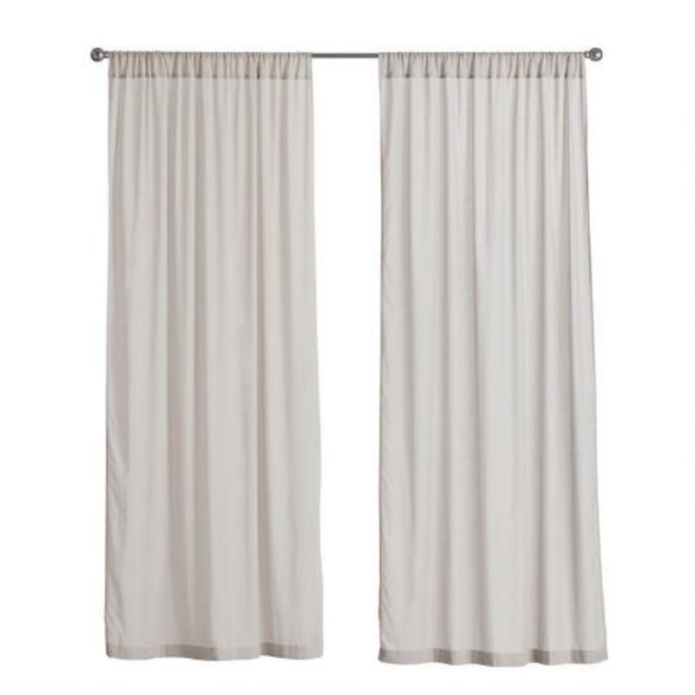Cotton Voile Sleeve Top Curtains Set Of 2 grey